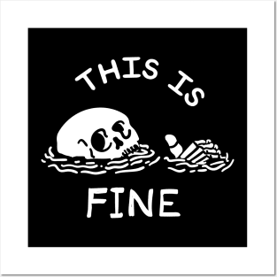 This is fine meme skull design Posters and Art